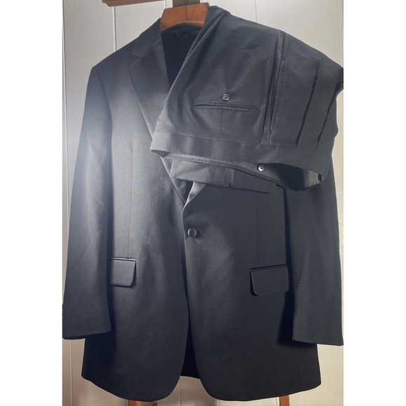 Jos A Bank 2PC Tuxedo Suit Men's 41L Black 36‎ Pants 100% Worsted Wool